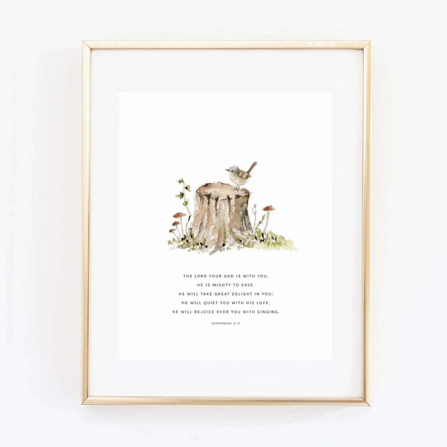 Zephaniah 3:17 Tree Stump Scripture Print