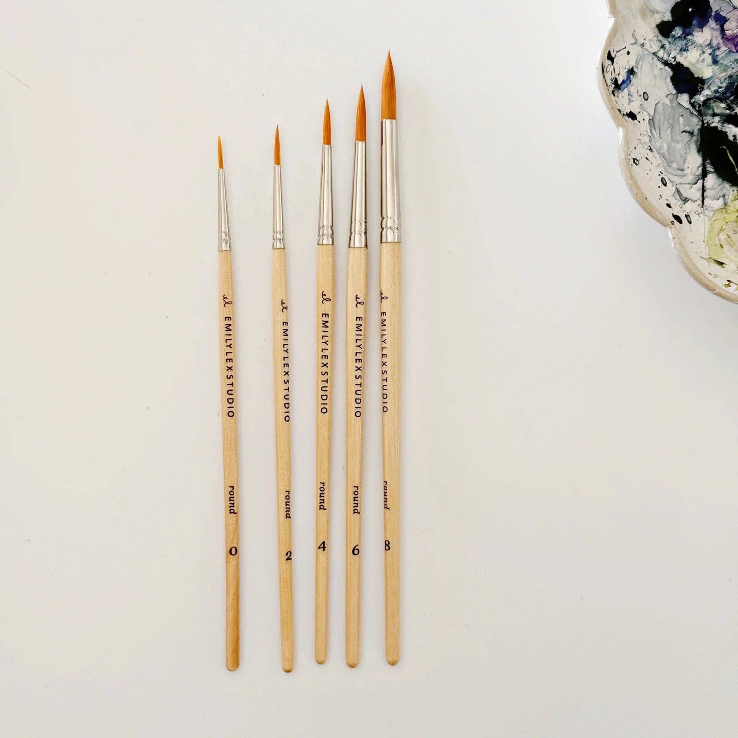 Watercolor Paintbrush Set/5 Wood Brushes