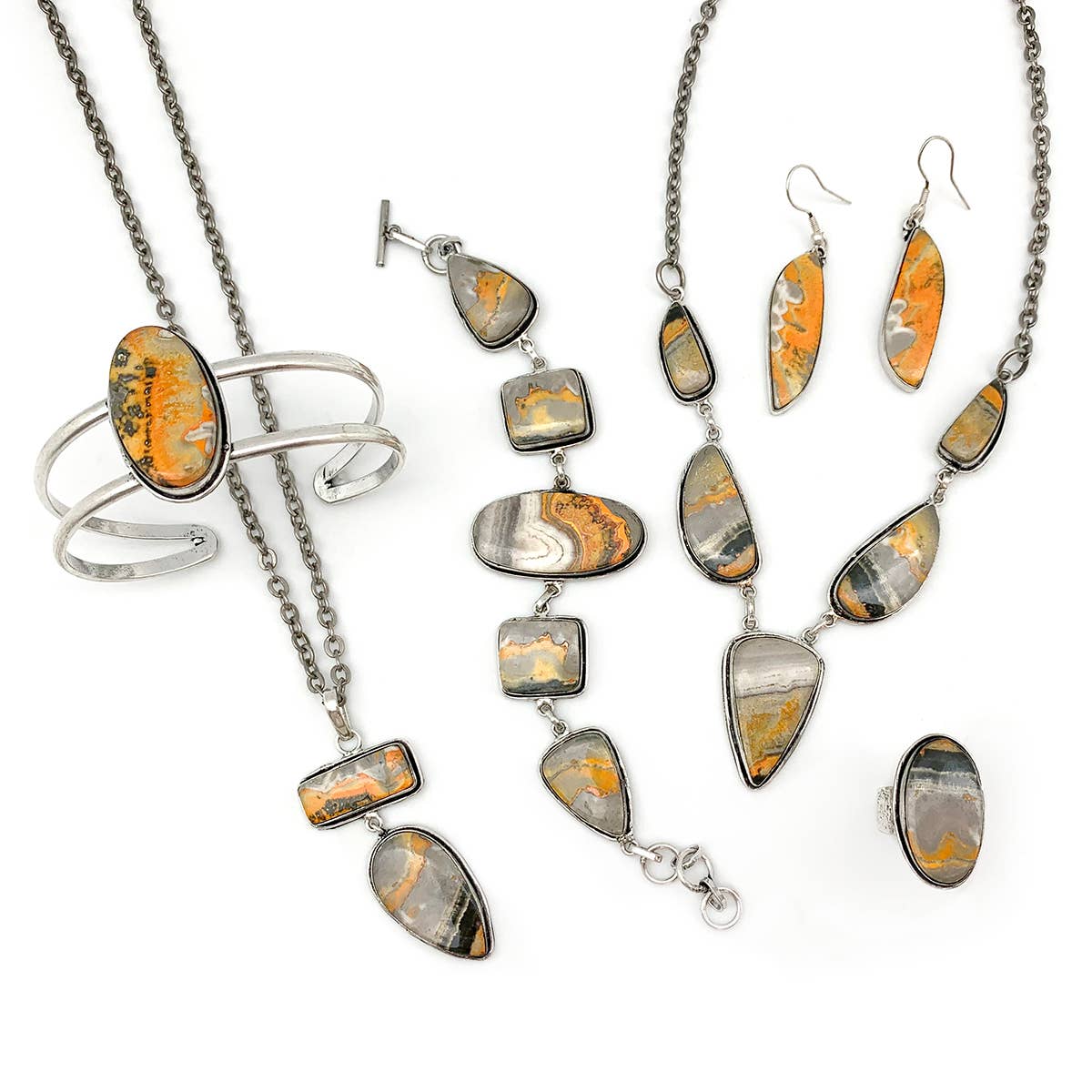 Kashi Semiprecious Stone Bumblebee Jasper Earrings