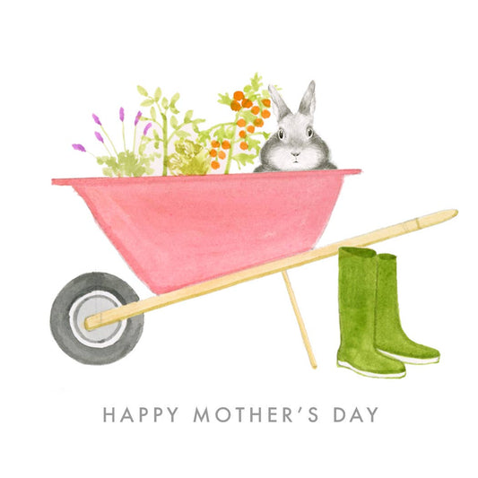 Bunny in a Wheelbarrow Card