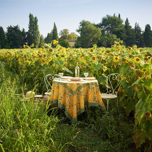 Sunflower Yellow& Green | French Tablecloths: 59" x 59"