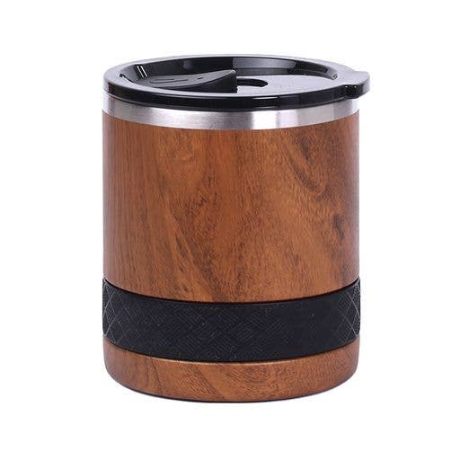 Recess Insulated Rocks Whiskey Glass Tumbler Teakwood