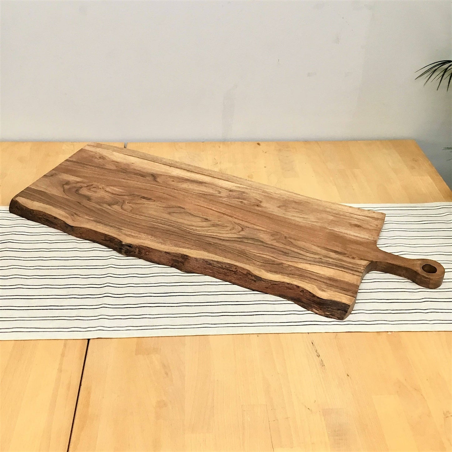 Large Slim Rectangle Acacia Wood Cutting Board w/ Handle