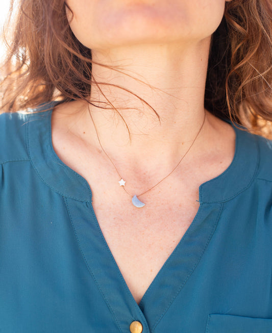 Blue Opal I Love You to the Moon & Back Necklace