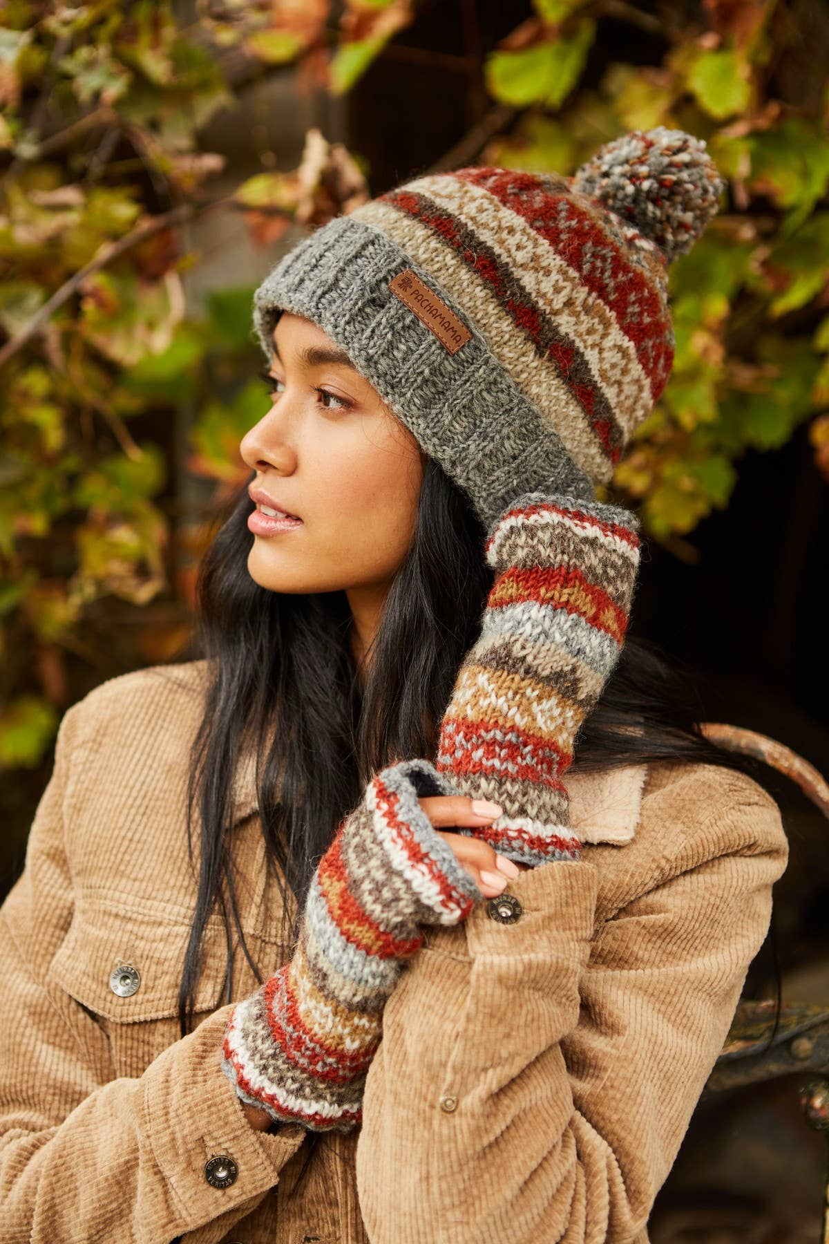 Classic Fair Isle Bobble Hat Grey Grey