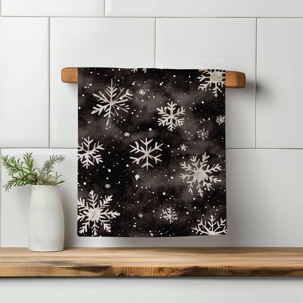 Christmas Snow Snowflake Kitchen Towel