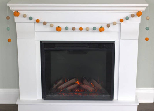 Felt Pumpkin Garland- Orange Teal Tan