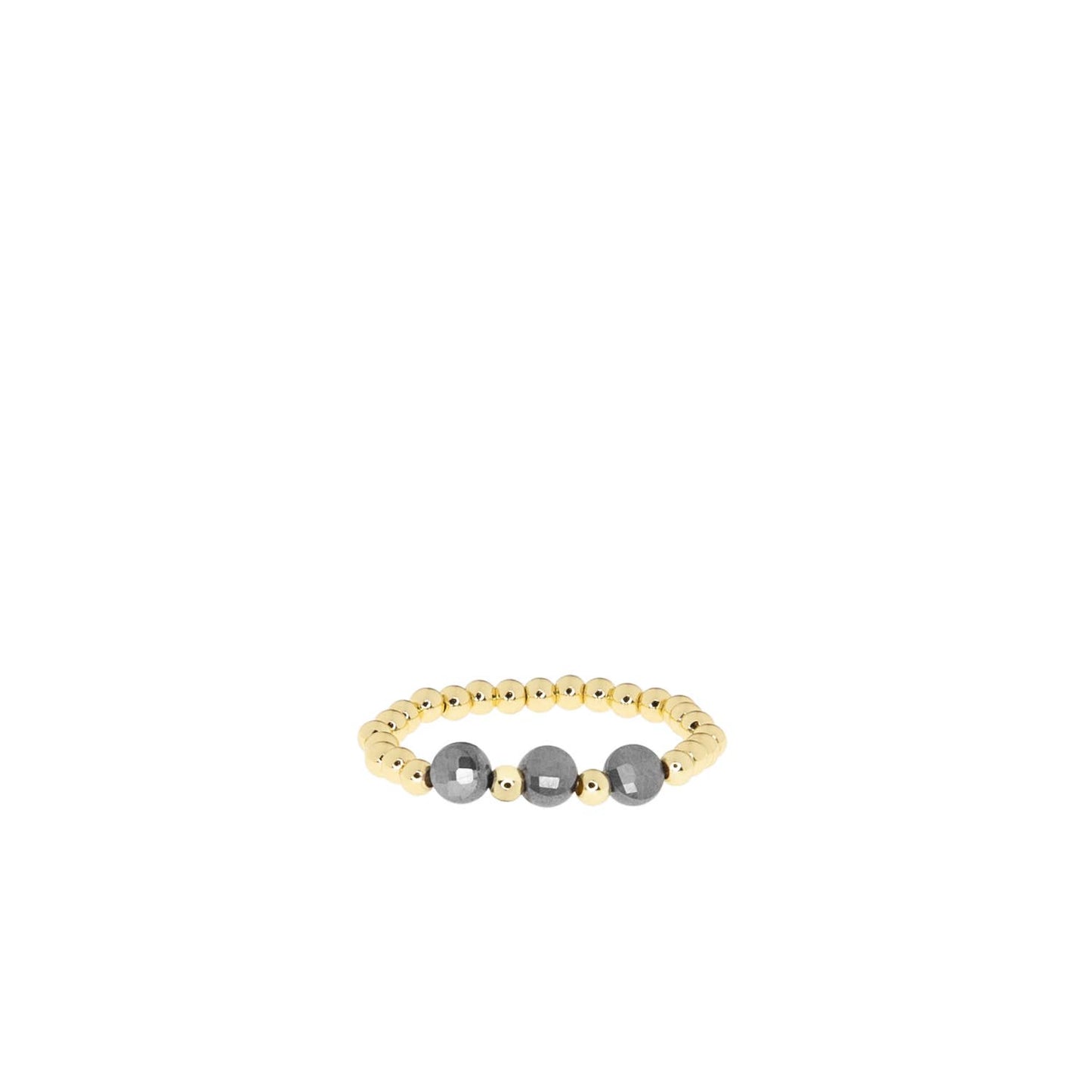 Glass Beaded Stretch Ring: Gold Bead