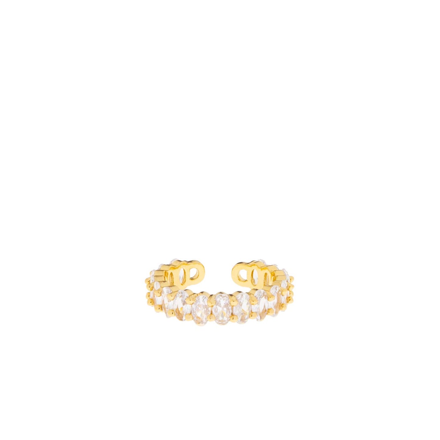 Adjustable Pave Ring: Sterling Silver-Clear