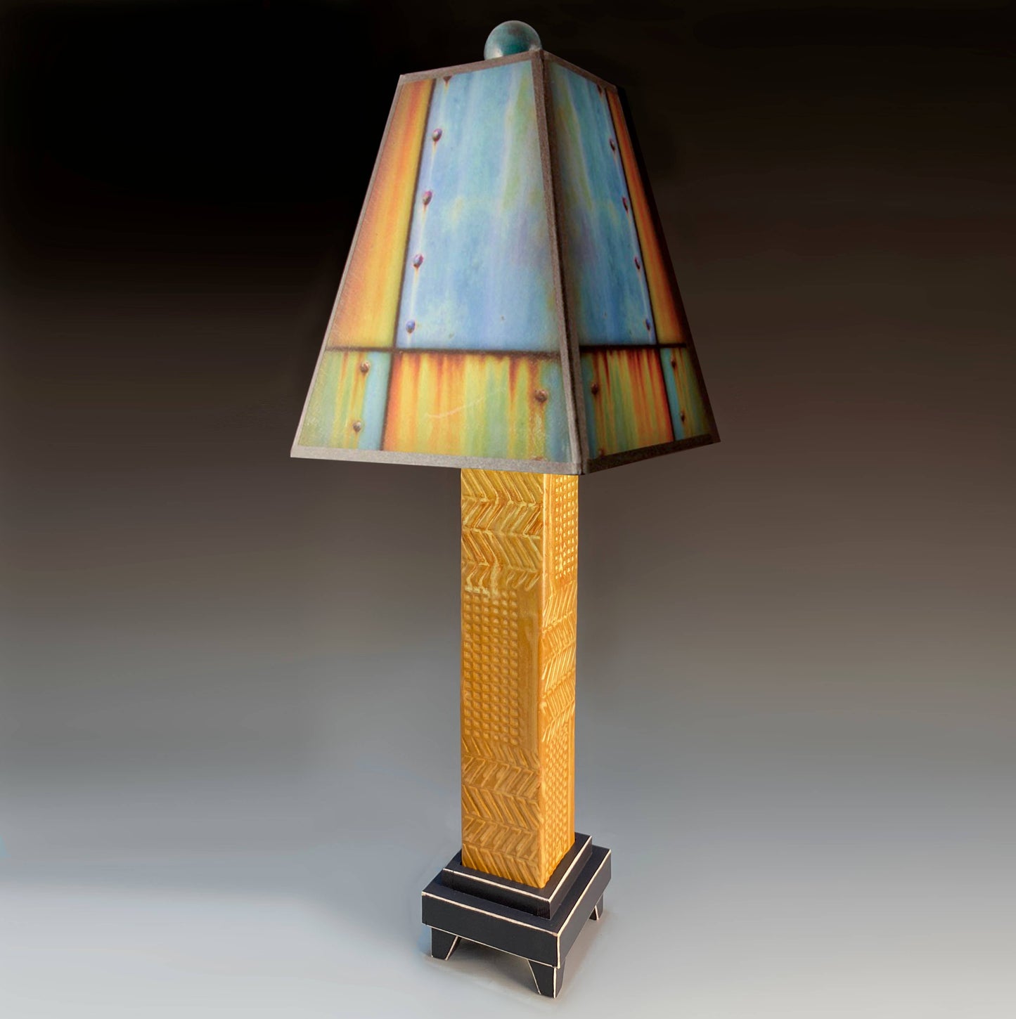F - Ross Collage Lamp: Brown Stoneware