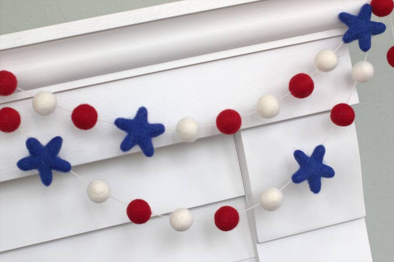 Fourth of July Star Garland - Felt Balls