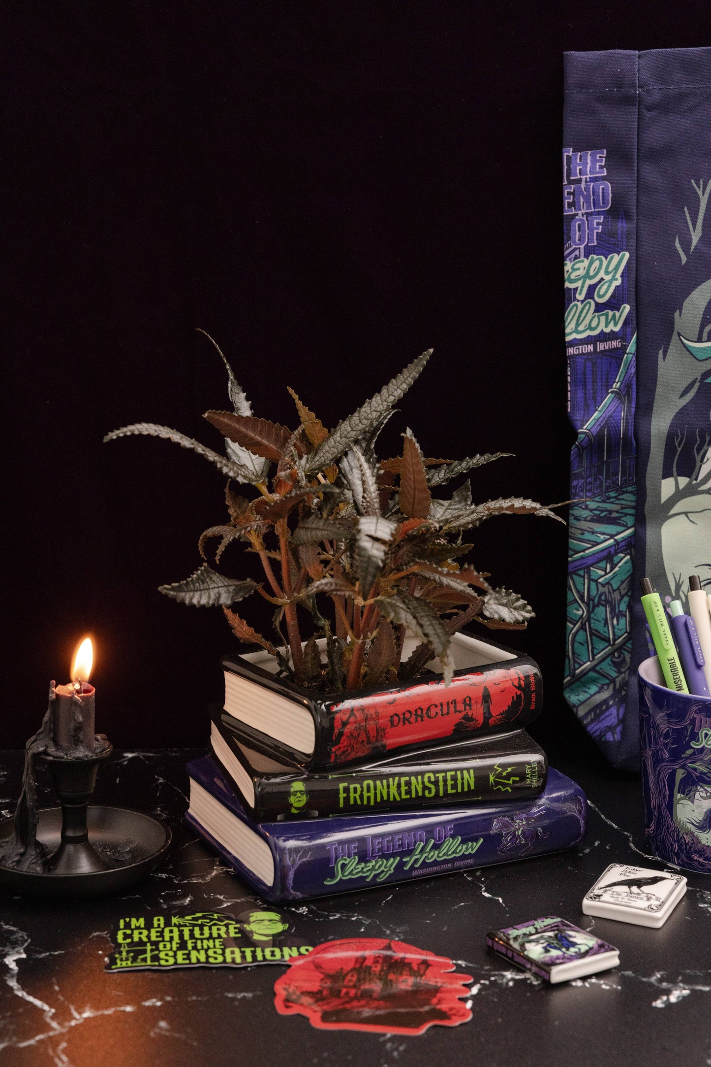 Stacked Book Planter - Sleepy Hollow