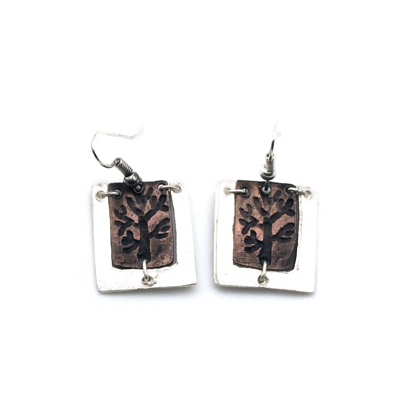 Pewter Earrings - Tree With Frame