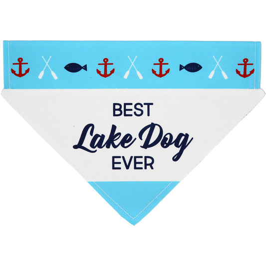 Lake Dog - 12" x 8" Canvas Slip on Pet Bandana: 12" x 8" Medium-Large