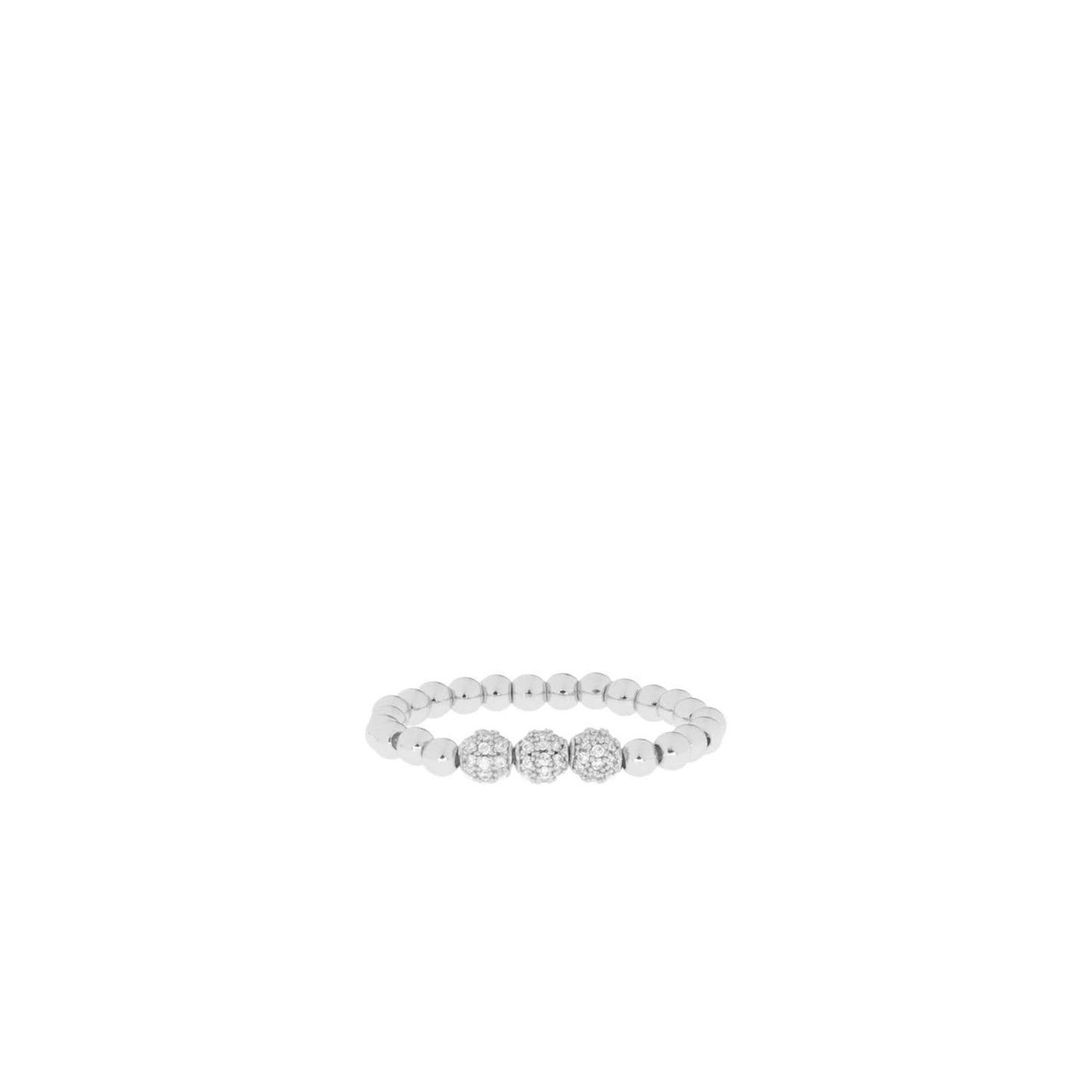Triple Pave Stretch Ring: Silver