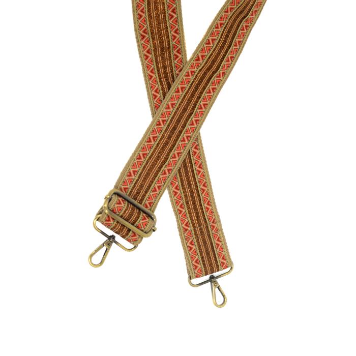 Copper Stripe / Geo Border Embroidered Guitar Strap