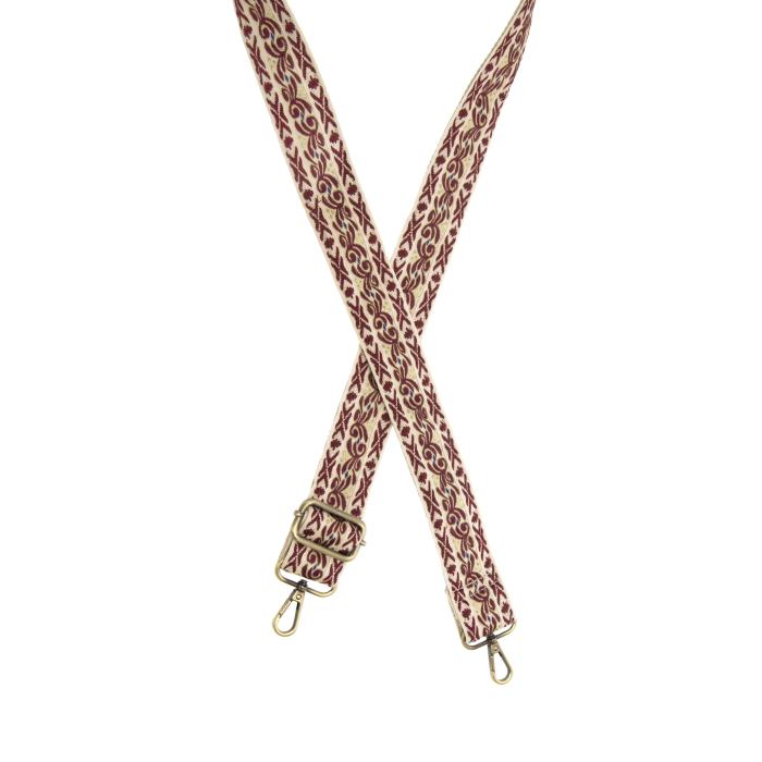 Maroon Vines Jacquard Guitar Strap