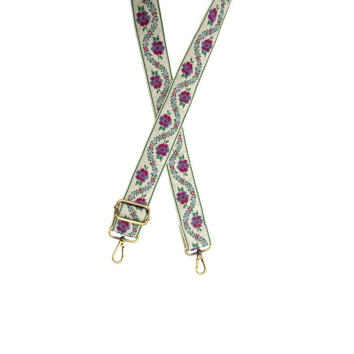 Lilac Flowing Vines Jacquard Guitar Strap