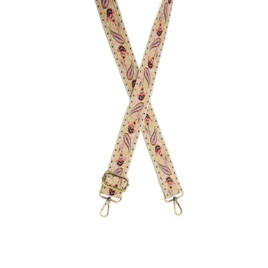 Gold Metallic Pink/Purple Paisley Guitar Strap