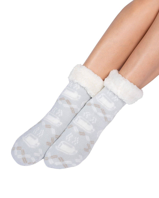 Coffee Cup Lounge Socks: Illusion Blue / ONE SIZE