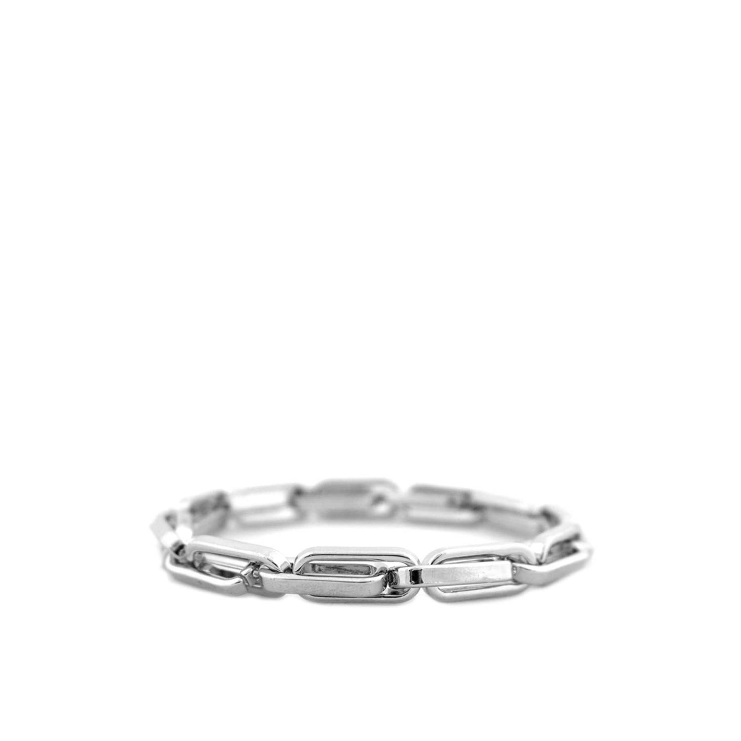 Thin Paperclip Link Stretch Bracelet: Silver