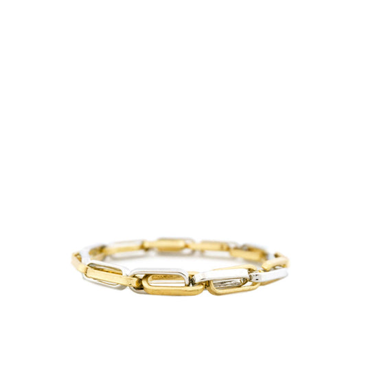 Thin Paperclip Link Stretch Bracelet: Gold-silver