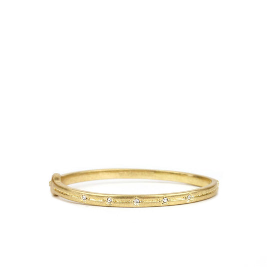 thin cz star stone metal bangle: Gold