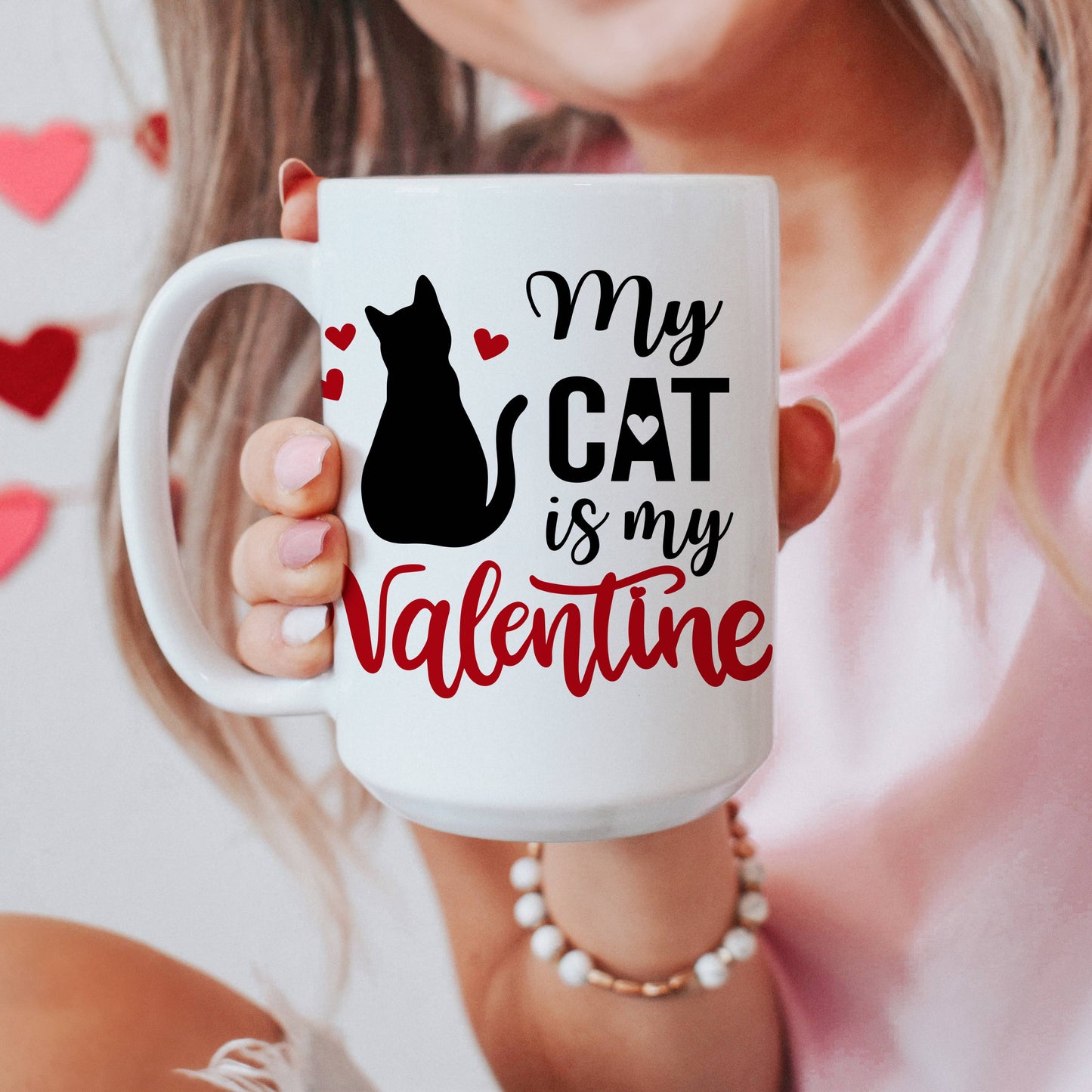 Valentine's Day My Cat is My Valentine 15 Oz Mug