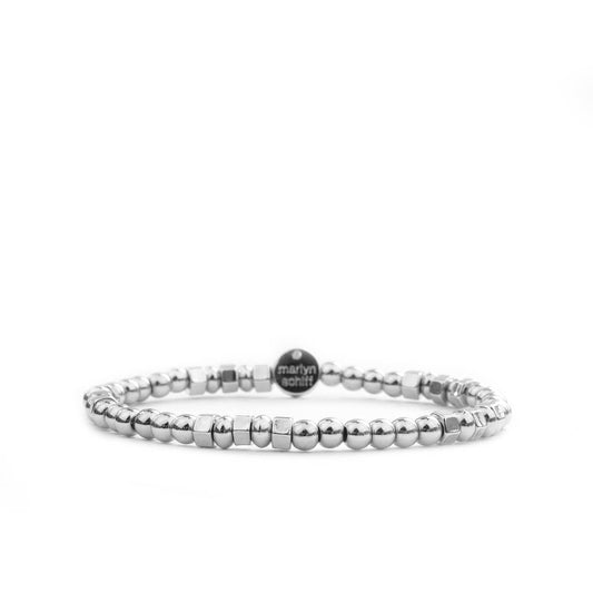 mixed shape beaded bracelet: Silver