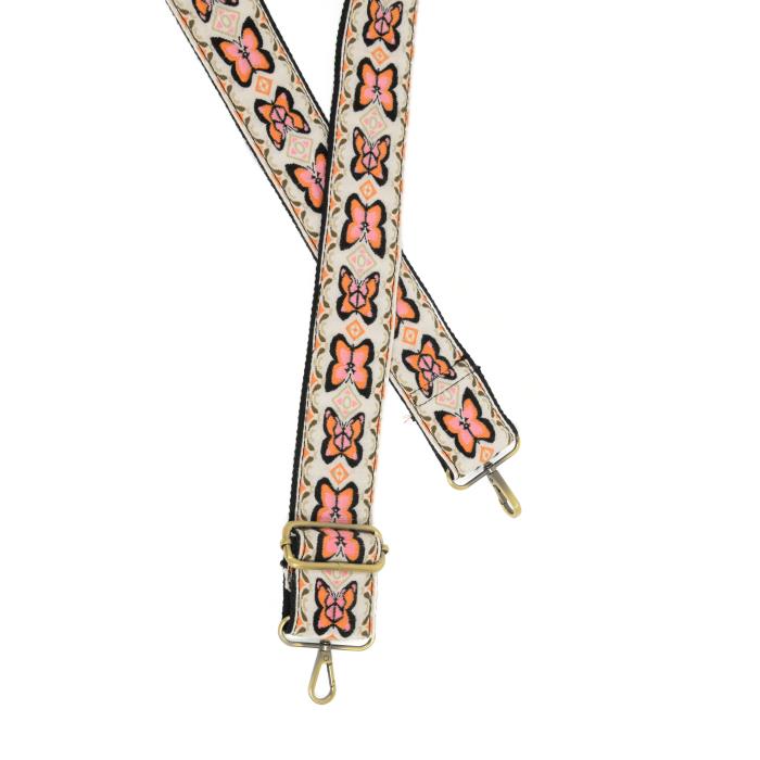 Butterfly Embroidered Guitar Strap