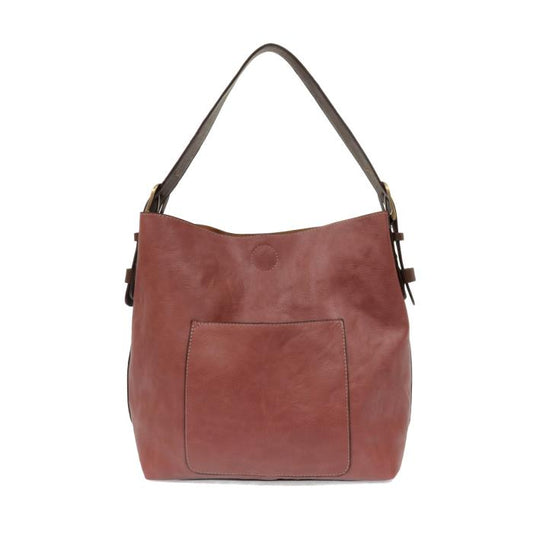 Hobo Handbag Dusty Raspberry/Brown Handle