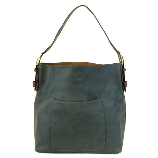 Hobo Handbag Dark Teal/Brown Handle
